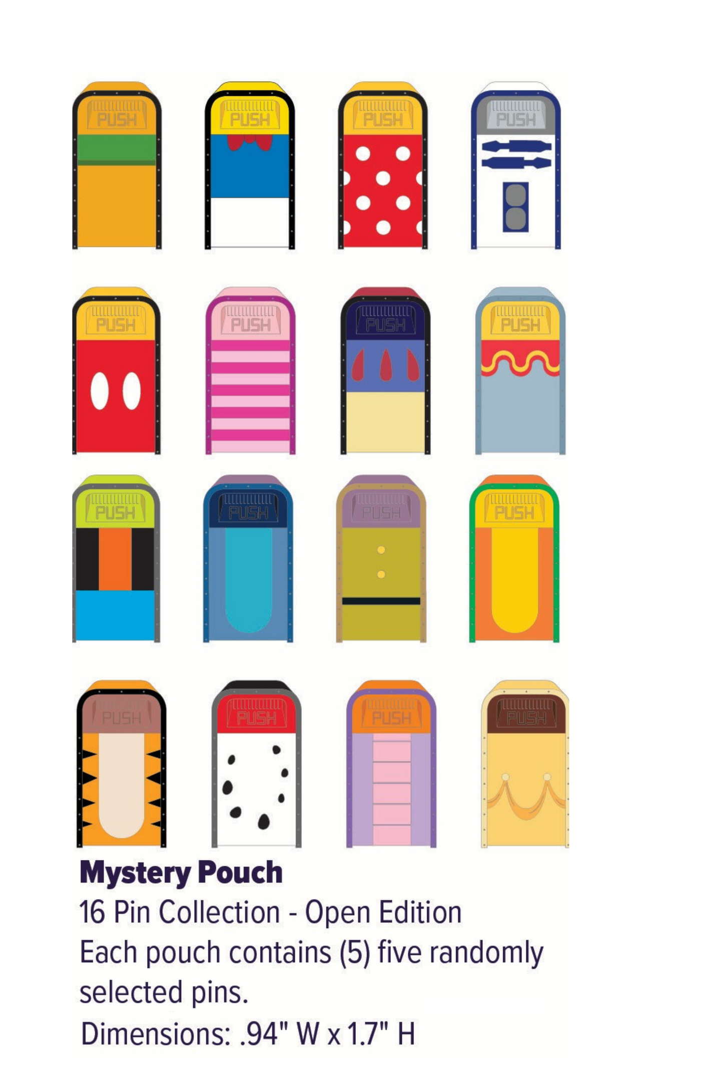 Disney Character Trash Bins Mystery Pouch J11